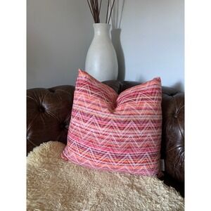 Nido Notte Italia Throw Pillow Pink Orange White ZigZag‎ Chevron Pattern down